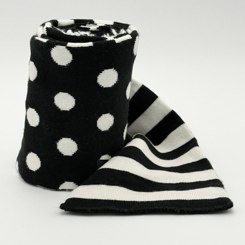Lane Bryant Black White Polka Dot Stripes Scarf